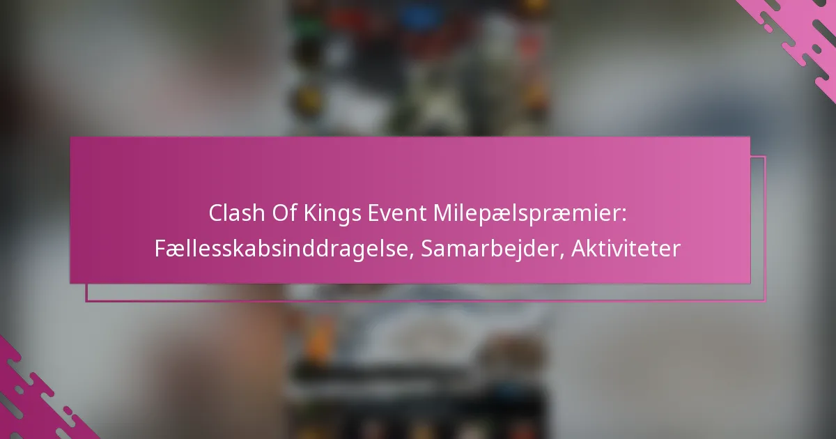 Clash Of Kings Event Milepælspræmier: Fællesskabsinddragelse, Samarbejder, Aktiviteter