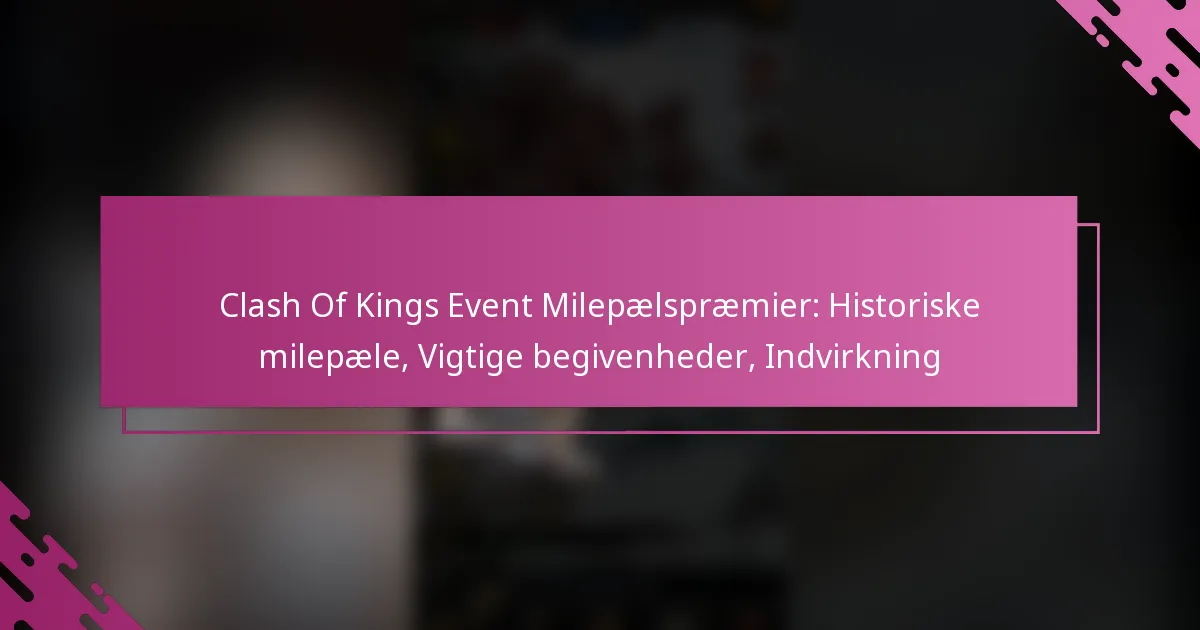 Clash Of Kings Event Milepælspræmier: Historiske milepæle, Vigtige begivenheder, Indvirkning