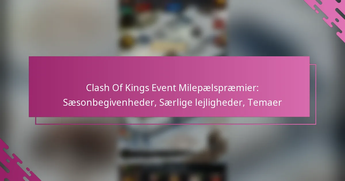 Clash Of Kings Event Milepælspræmier: Sæsonbegivenheder, Særlige lejligheder, Temaer