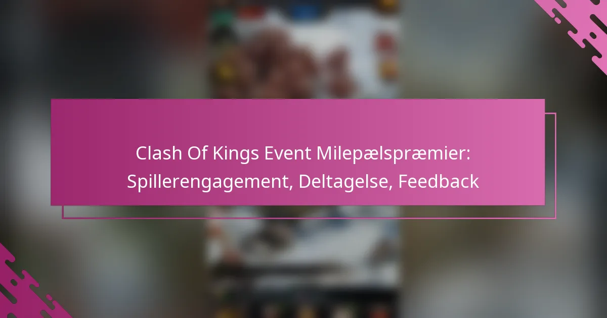 Clash Of Kings Event Milepælspræmier: Spillerengagement, Deltagelse, Feedback