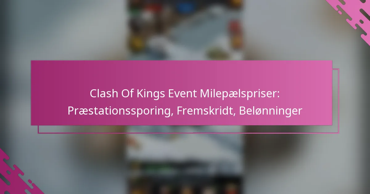 Clash Of Kings Event Milepælspriser: Præstationssporing, Fremskridt, Belønninger