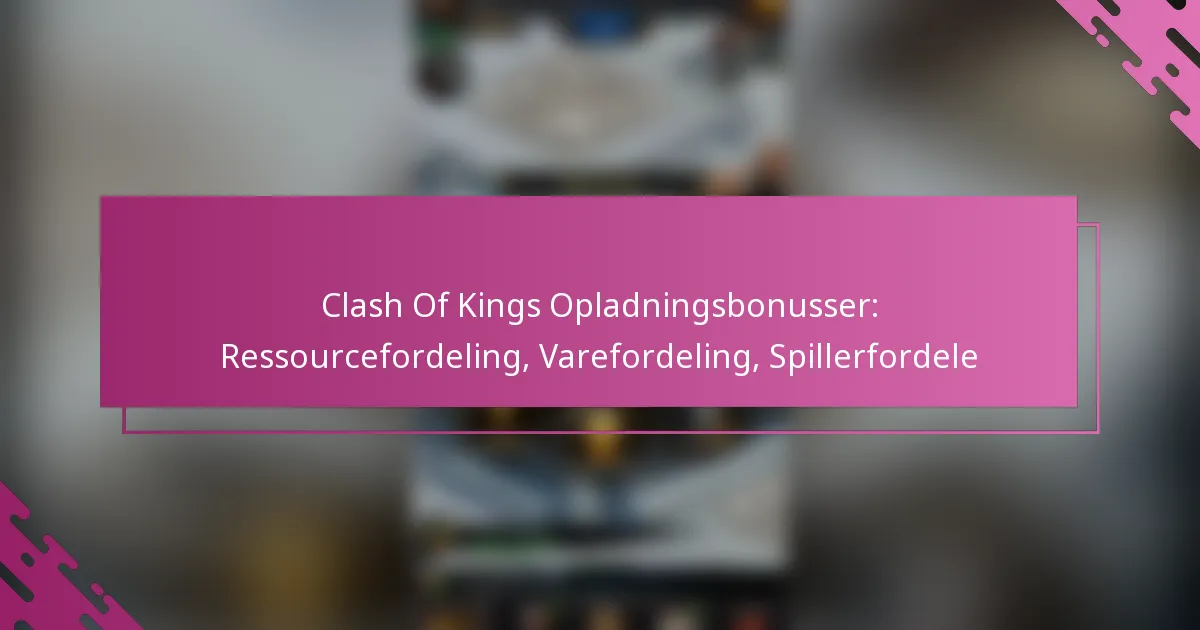 Clash Of Kings Opladningsbonusser: Ressourcefordeling, Varefordeling, Spillerfordele