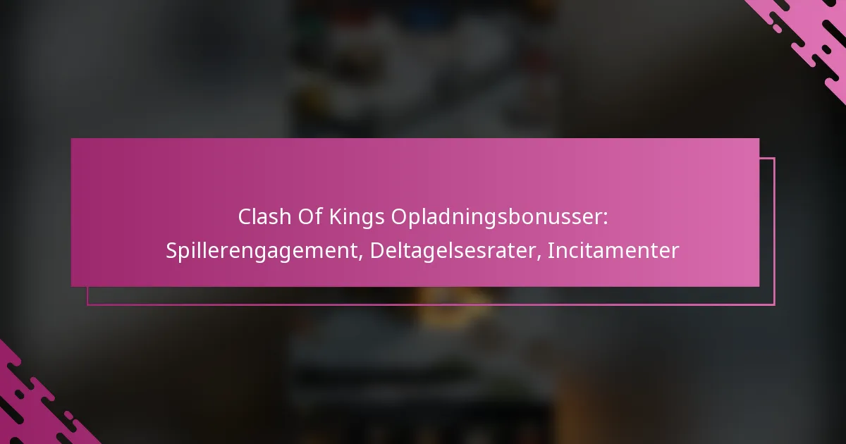 Clash Of Kings Opladningsbonusser: Spillerengagement, Deltagelsesrater, Incitamenter