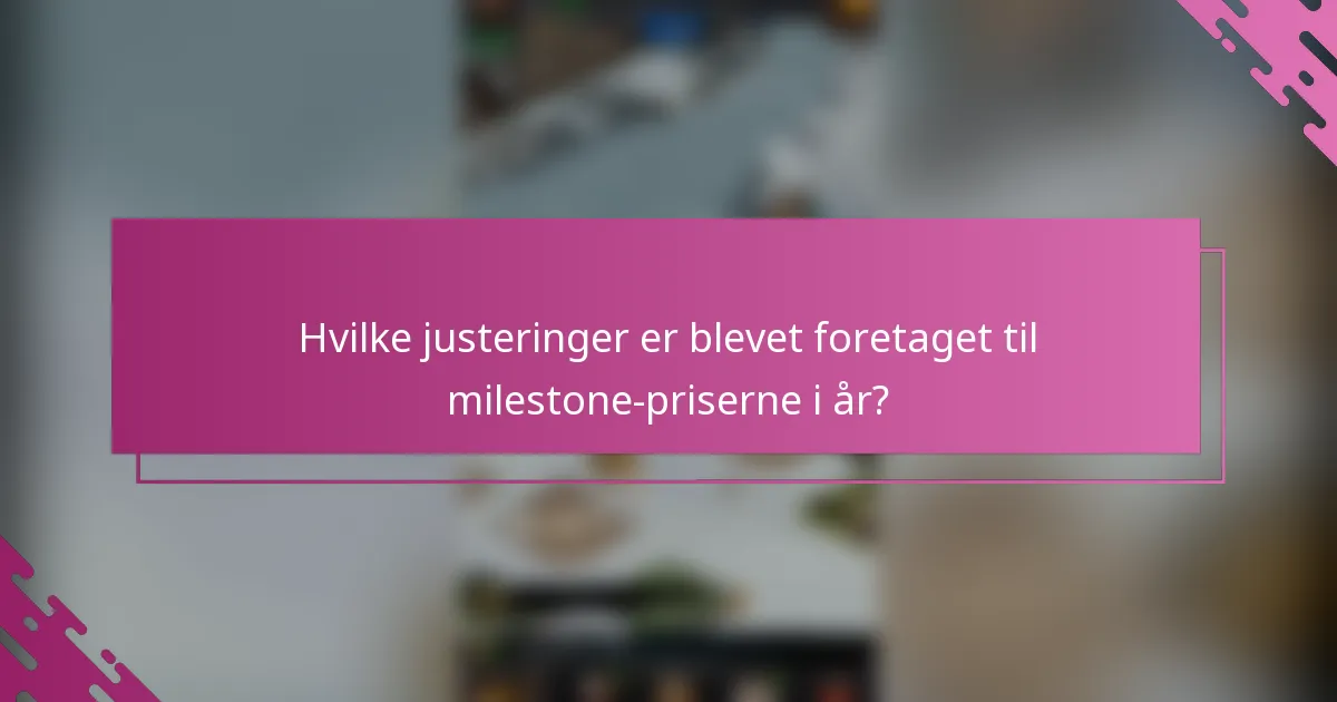Hvilke justeringer er blevet foretaget til milestone-priserne i år?